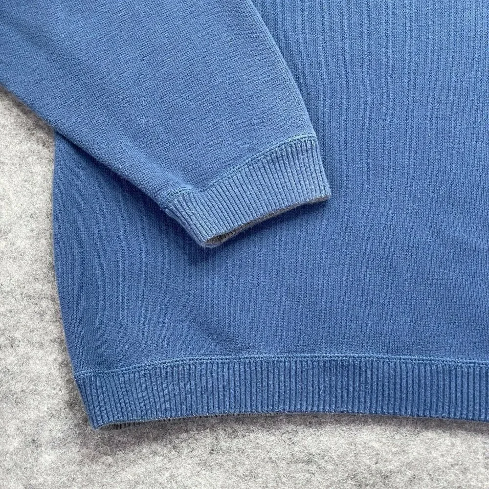 Tommy Bahama Sweater Men 2XL XXL Blue Gray Quarter Zip Cotton Ribbed Mock Neck_3